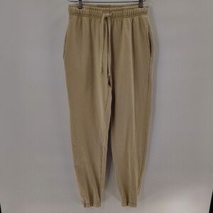 South Moon Under Isla Ona Tan Cotton Joggers Size Small Ribbed Pockets